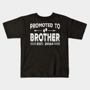 Promoted To Brother Est 2024 Fathers Day First Time Dad Kids T-Shirt